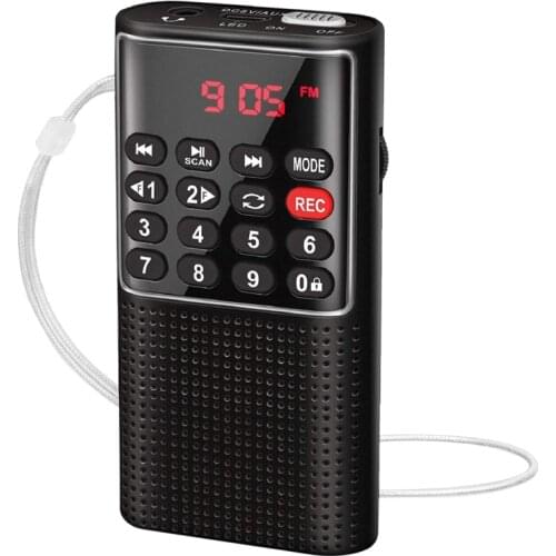 Pocket FM Walkman Radio Portable Battery Radio with Recorder, Lock Key, SD Card Player, Rechargeable Sound Recorder