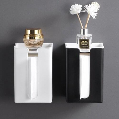 Kitchen Paper Storage Box Plastic Wall-mounted Multifunctional Paper Towel Rack Restaurant Bathroom Free-punching Tissue Holder