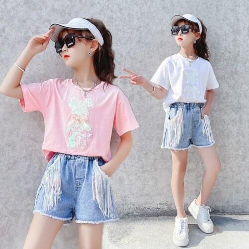 Summer Girl t-Shirt Suit 2021 New Fashion Thin Section Korean Style Western Trend Girl Suit Baby Girl Cothes Suitable For Girls