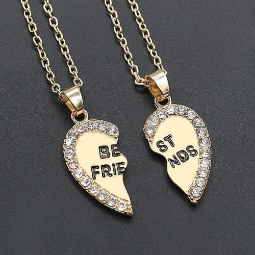 Love English pendant alloy necklace fashion two rhinestone best friends Necklace good friend Necklace Cute/Romantic jewelry
