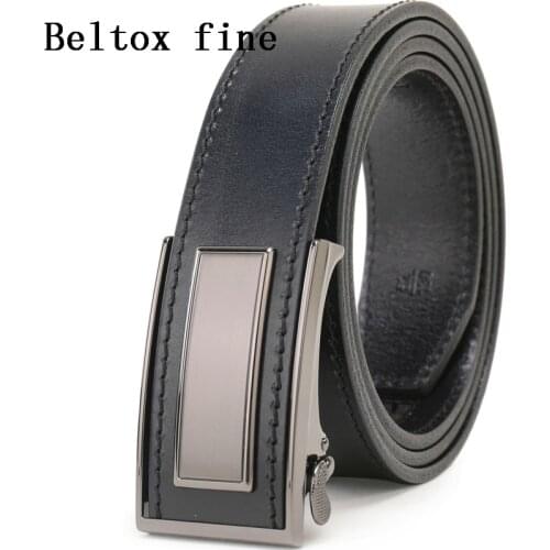 Mens Full Grain Leather Ratchet Belts Automatic Nickel Free Flap Hidden Buckle Designer