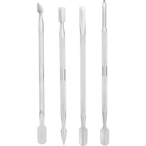 4pcs Stainless Steel Cuticle Remover Double-ended Nail Pusher Set Nail Cuticle Pusher Glue Dead Skin Remover Manicure Pedicure