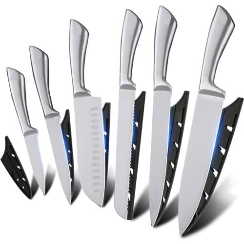 Kitchen 6-piece stainless steel knife set 6-inch knife holder boneless Santoku saury sushi Japanese cooking tool