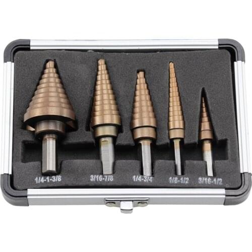 Metal Drilling Power Tool Drill Bits Set HSS High Speed Steel Step Drill Bit Set 5pcs Multiple Hole Cutter Titanium Carbide