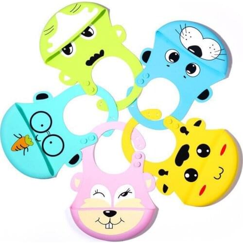 Baby Bibs Burp Cloths Waterproof Baby Silicone Bibs Toddler Kids Adjustable Feeding Apron Saliva Rabbit Tiger Cartoon Cute Bib