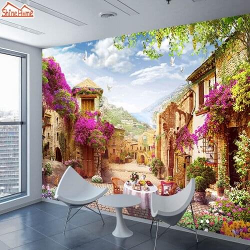 ShineHome-3d City Wallpaper for 3 d Dinning Living Room Mural Rolls Wall Paper Wallpapers Blue Rose Non Woven Bedroom TV Decor