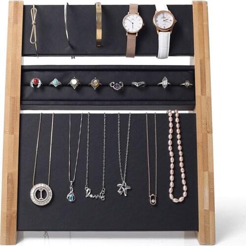 New White PU Wood Earrings Ear Studs Detachable Bracelet Display Stand Watch Jewelry Multifunctional Combination Stand