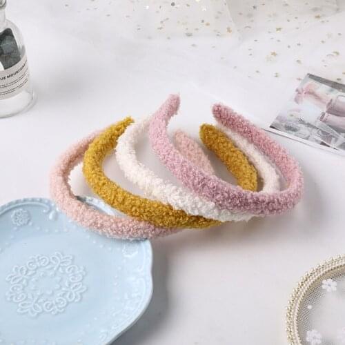 1Pcs New Soft Plush Hair Hoop Women Candy Color Headband Furry Lambs Wool Headdress For Girls Decorate Accessories