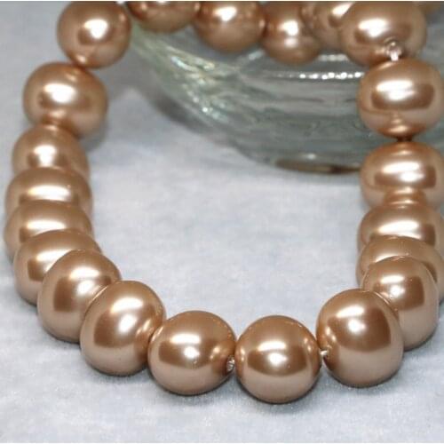 New arrival oval high grade elegant champagne natural shell pearl 13*15mm women gift loose jewelry making beads 15inch B2272
