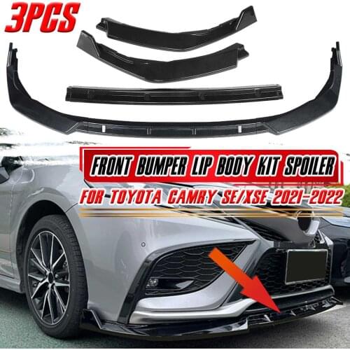 New 3pcs Front Lip Chin Bumper Body Kits Splitter Diffuser Lip Protector Spoiler Deflector Lip For Toyota Camry SE XSE 2021-2022
