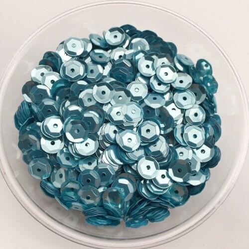 New 6mm Cup Round Light Blue Loose Sequins Paillette Sewing Wedding Craft,Women Kids DIY Garment Accessory Light Blue