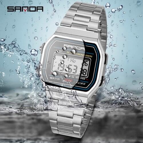 New Sports Chronograph Calendar Waterproof Luminous Alarm 24 Hour Indication And Stylish Stainless Steel Electronic Watch 405