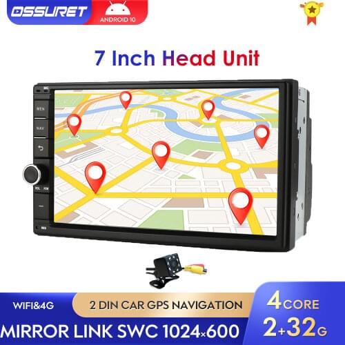 Ossuret 2 Din 7''Universal Car Audio Radio Stereo GPS Navigation 4G WiFi Android 10 2GB RAM 24*600 PC