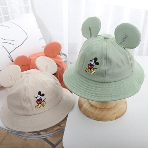 Disney mickey Minnie Baby Bucket Hat Autumn UV Protection Boys Cap Panama Outdoor Beach Girls Sun Cartoon Infant Fisherman Cap