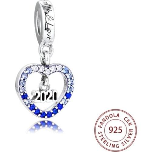 Fits Pandora Bracelet 925 Sterling Silver 2020 New Year Dangle Charms Beads for Jewelry Making kralen berloques