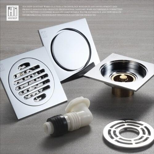 HIDEEP Floor Drain Cover Colander Shower Waste Drainer Full Brass Bathroom Kitchen Colander Floor Drains Bathroom Accessories