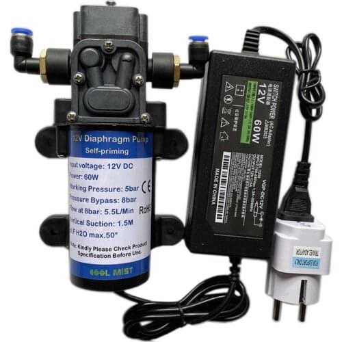 H35 Female Thread Outdoor Water Spray Mist Pump 12V Electric DC 60W Return Misting Pump 5.5L/min for Patio Mist Cooling Systems