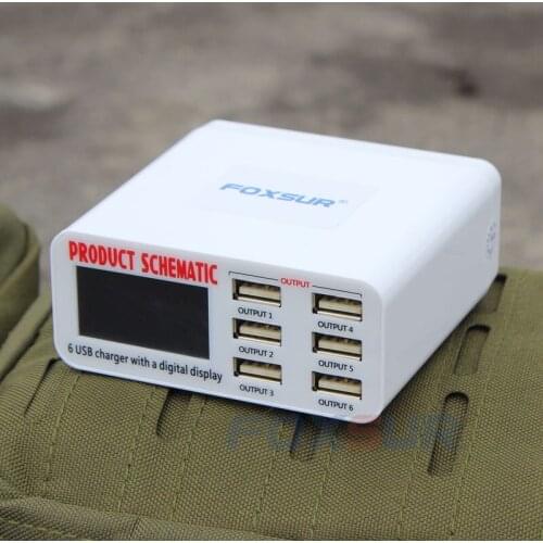 6A Multi USB Charger Quick Charge 6 Ports + LCD dispay Wall Charger Station for Samsung LG Huawei iPhone iPad cell phone