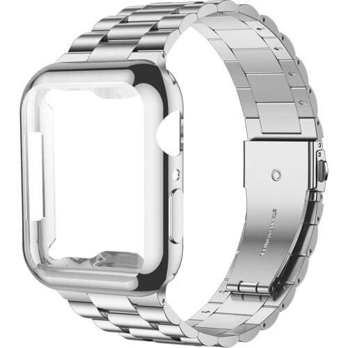 Bracelets&shell For Apple Watch Series 6 44mm 40mm Protection Case Stainless Steel Watchband For iWatch SE 5 4 3 2 Metal Strap