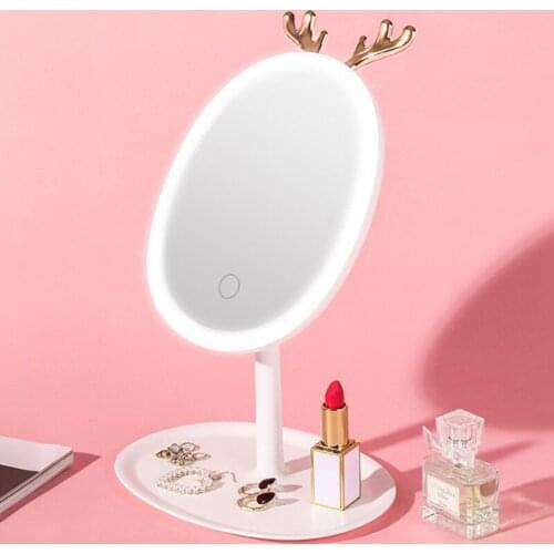 Antler LED Makeup Mirror Desktop With Light Fill Beauty Mirror Dormitory Dressing Mirror Desktop Portable Small Mirror