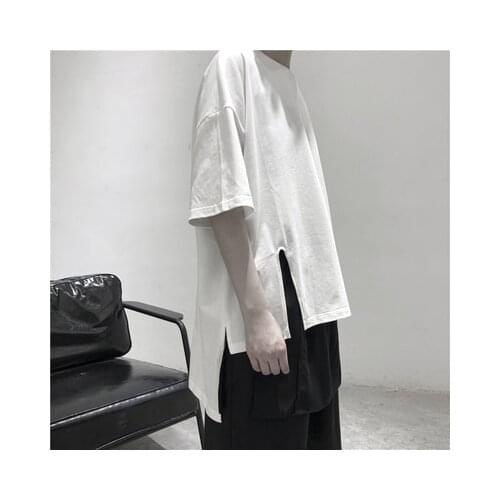 Summer 2020 womens long t shirt womens slit design sense of loose short-sleeved fashion