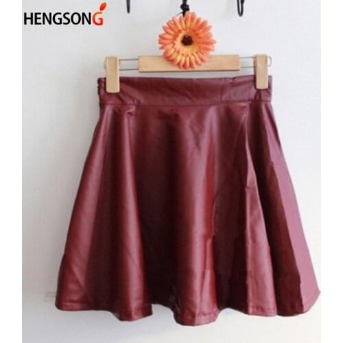 Spring Summer New Sexy Slim PU Skirt Women High Waist Short Mini Skirt Pleated Party Faux Leather Skirts