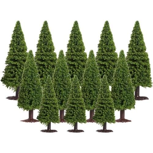 15pcs 1/100 1/150 1/200 Green Scenery Landscape Model Cedar Trees Diorama Miniatures Cedar Trees Model for Scenery Landscape