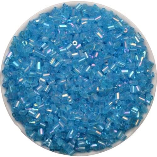 1000pcs Lake Blue AB Jewelry Making DIY 2x3mm Czech Glass Tube Seed Spacer Beads Tiny Pendant Beading Crystal Glass Seed Bead