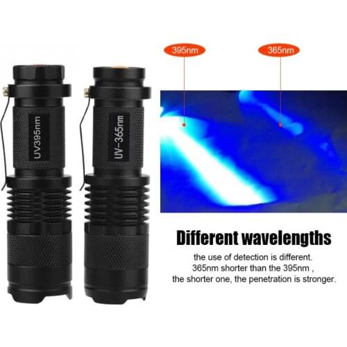 UV Ultra LED Flashlight Black light Light Inspection Lamp Torch 395/365 nM UV For RMB General Tobacco Alcohol Amber