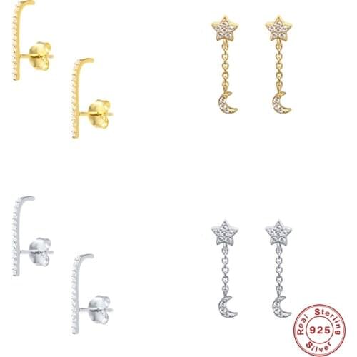 Canner Luxury Zircon Stud Earring For Women Star Hanging Pendientes Plata 925 Piercing 925 Sterling Silver Earring For Dating