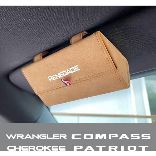 Car Sun Visor Glasses Case For Jeep Renegade Wrangler Cherokee COMPASS PATRIOT TRAILHAWK COMMANDER LIBERTY RUBICON Accessories