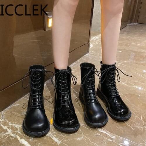 Ankle Boots for Women Motorcycle Black Boots Women Platform Boots Thick Heel Autumn Winter Shoes Booties Zapatos Mujer A086