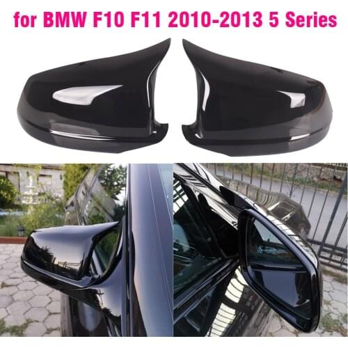Rearview Mirror Covers for Bmw 5 Series F10 F11 Lci 2010-2013 Caps Replacement Side Rear-View Carbon Fiber Gloss Black