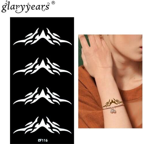 Glaryyears Henna Tattoo Stencil Mountain Pattern Paste Drawing Lady Hand Body Art Tattoo Stencil Sexy Product Waterproof 1 Sheet