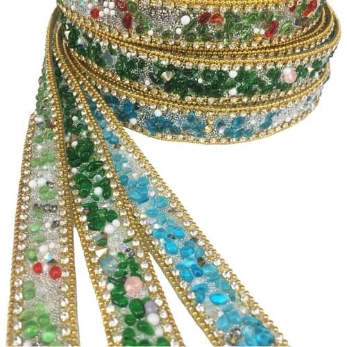 Rhinestone colour Hot drilling lace for DIY coat dress Handmade accessories toppa parche 1meter width :2cm