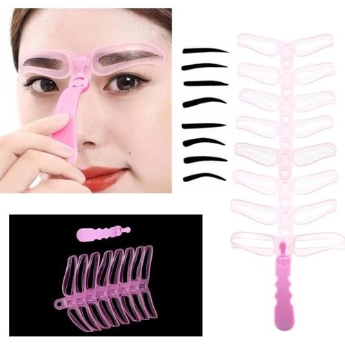 Hot Sale 1 Set Reusable Template Women Eyebrow Grooming Card Stencil Kit Shaping Eye Brow Definition Shaper Makeup Beauty Tool