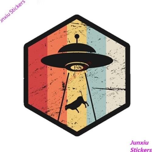 Classic Design Vintage Retro UFO Alien Abduction Icon Coloful Car Sticker and Decals Bumper Motorcycle Accessories PVC13x13cm