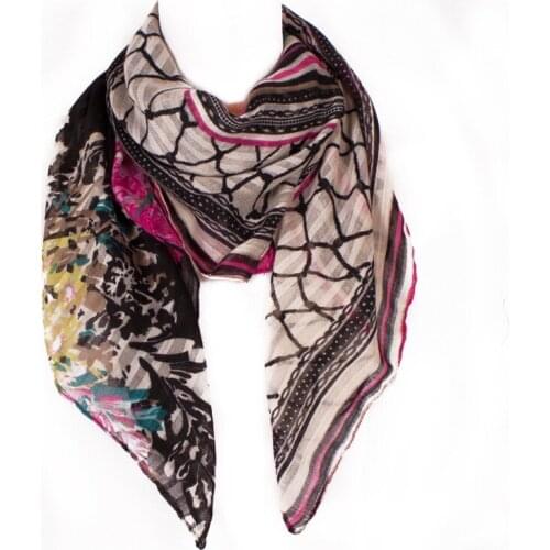 Fashion Mermaid Print Cotton Linen Floral Neck Guard Warm Scarf Winter Thin Visecose False Collar Protect Cervical Snood Bib Q15