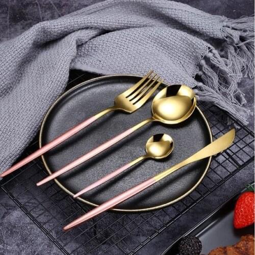 Gold Dinnerware Set Forks Spoons Knives Tableware Steel Cutlery Set Stainless Steel Flatware Set