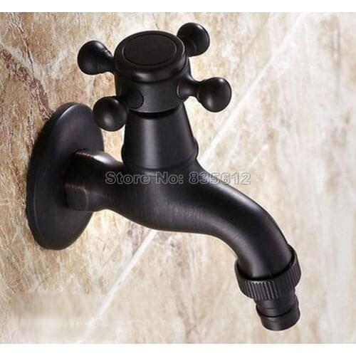 Wall Mounted Classic Black Oil Rubbed Bronze Cross Handle Washing Machine Faucet /Garden Water Tap Wav112