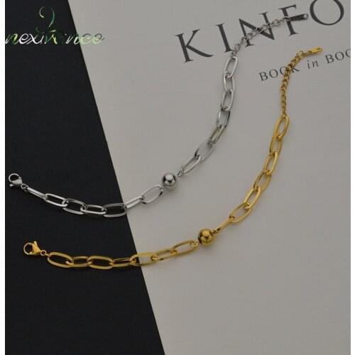 Nextvance Stainless Steel Simple Thick Chain With Ball Bracelet For Women Girlfriend Couper Valentines Day Jewelry Gift