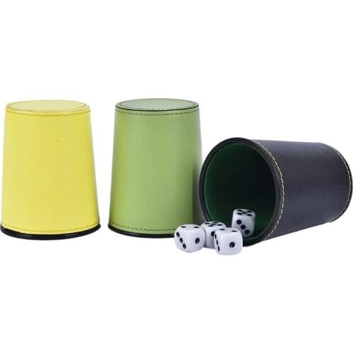 New Leather PU Trumpet Flannel Dice Cup Bar KTV Entertainment Dice Cup With 5pcs Dices Dobbelstenen Cup