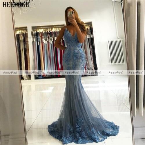 Charming Mermaid Evening Dress Long Formal Gowns Beads Lace Backless Sexy Special Occasion Dresses Plus Size Robe De Soiree
