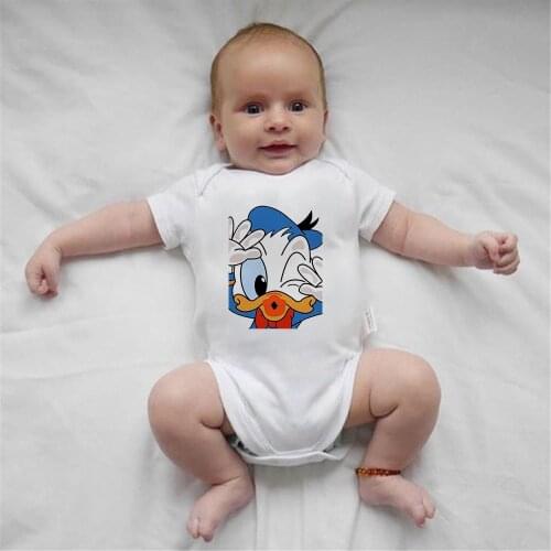 Newborn Baby Girl Clothes Donald Duck Print Romper 1Pc Summer Short Sleeve Outfits Sunsuit for 0-24Months