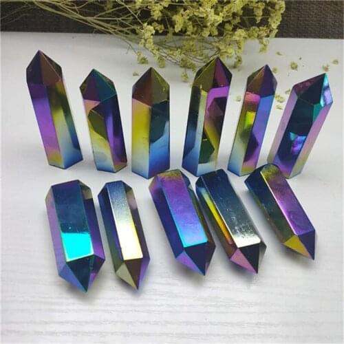 Natural quartz aura crystal wand point tower healing stones for home decoration
