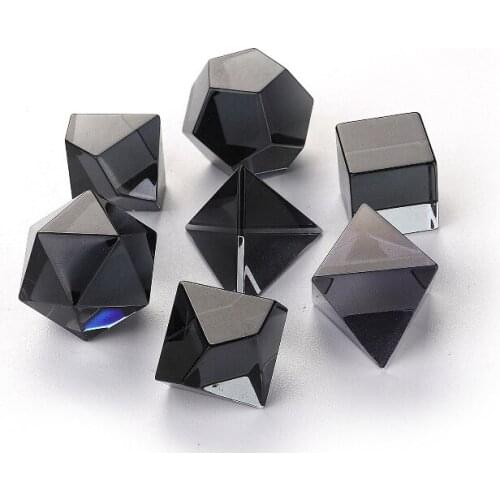 Transparent gray glass digital creative polyhedron dice set 7 pieces running group board game dice constellation dice set