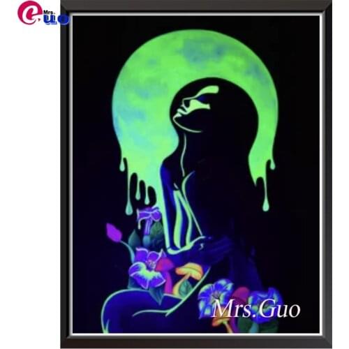 Psychedelic Moon Black Fantasy Girl Full Square/Round Drill 5D DIY Diamond Painting Embroidery Cross Stitch 5D Home Decor Gift