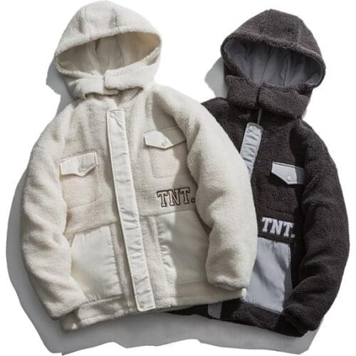 Lambs wool work clothes lovers BF thickened cotton coat mens and womens hoods winter 2019 new coat trend