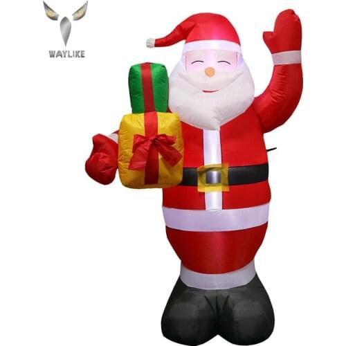WAYLIKE Christmas Ornaments Inflatable Santa Gift Pack Luminous Inflatable Christmas Decoration Garden Decoration Props