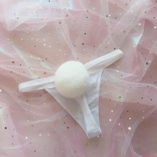 Sexy Lingerie Sissy Panties Rabbit Tail Thong Sex Panties Cute Furry Ball Bunny Girl Briefs Gstring Underwear Woman